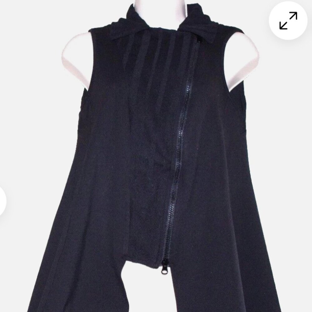 ALAIN MURATI France Black Sleeveless Tunic Asymmetrical Sleeveless Zip Vest M